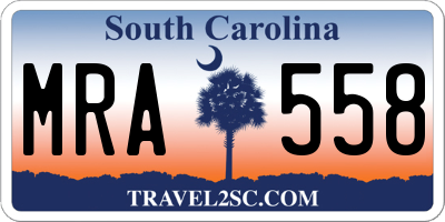 SC license plate MRA558