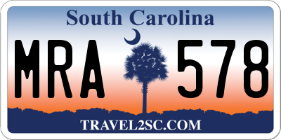 SC license plate MRA578