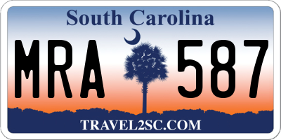 SC license plate MRA587