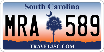 SC license plate MRA589