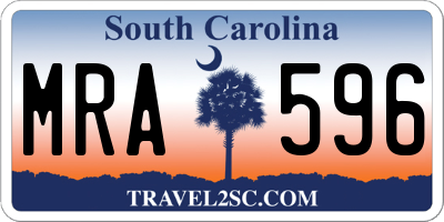 SC license plate MRA596