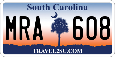 SC license plate MRA608