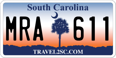 SC license plate MRA611