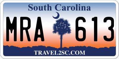 SC license plate MRA613