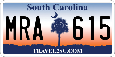SC license plate MRA615