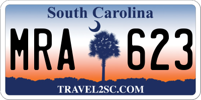 SC license plate MRA623