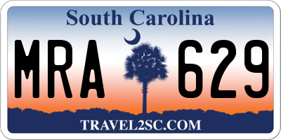 SC license plate MRA629