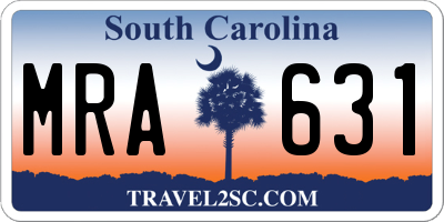 SC license plate MRA631