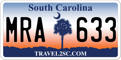 SC license plate MRA633