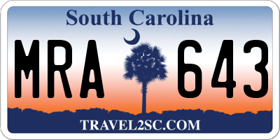 SC license plate MRA643