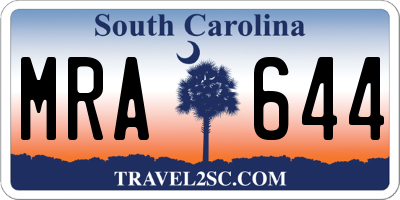 SC license plate MRA644