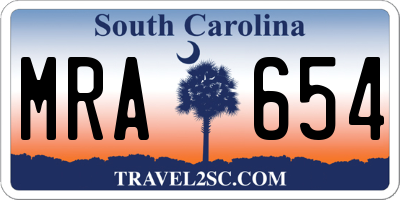 SC license plate MRA654