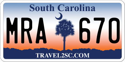 SC license plate MRA670