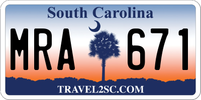 SC license plate MRA671