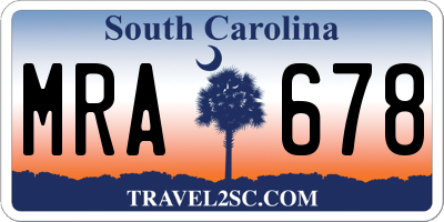 SC license plate MRA678