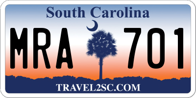 SC license plate MRA701