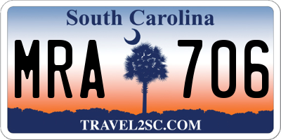 SC license plate MRA706