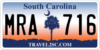 SC license plate MRA716