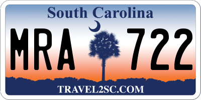 SC license plate MRA722