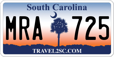 SC license plate MRA725