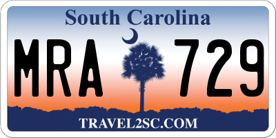 SC license plate MRA729