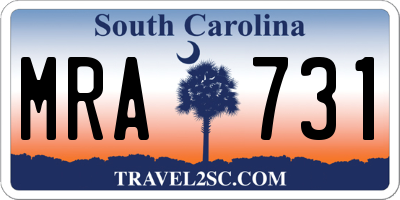 SC license plate MRA731
