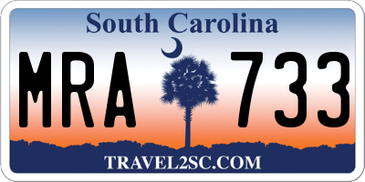 SC license plate MRA733