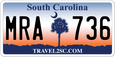 SC license plate MRA736