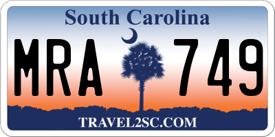SC license plate MRA749