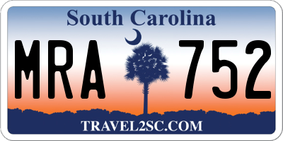 SC license plate MRA752