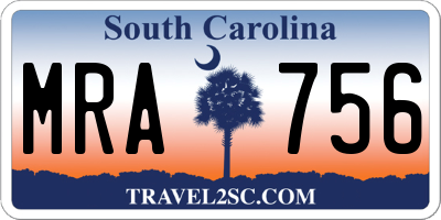 SC license plate MRA756