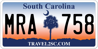 SC license plate MRA758