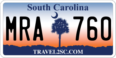 SC license plate MRA760
