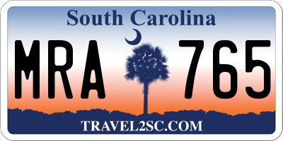 SC license plate MRA765