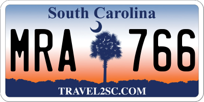SC license plate MRA766