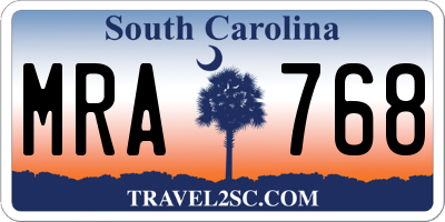 SC license plate MRA768