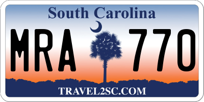 SC license plate MRA770
