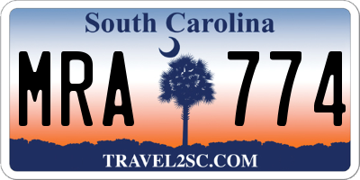 SC license plate MRA774