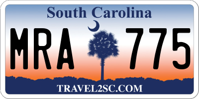 SC license plate MRA775