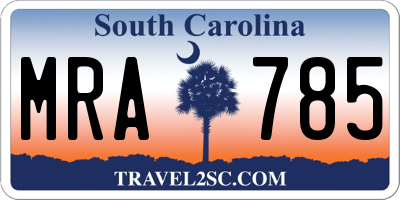 SC license plate MRA785