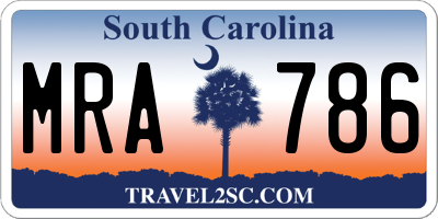 SC license plate MRA786