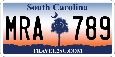 SC license plate MRA789