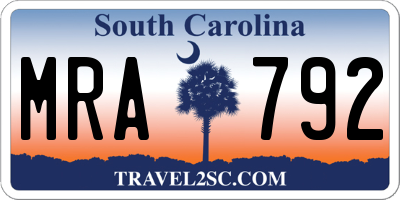 SC license plate MRA792