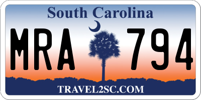 SC license plate MRA794