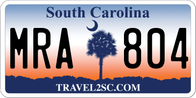 SC license plate MRA804