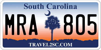 SC license plate MRA805