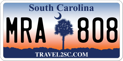 SC license plate MRA808