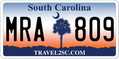 SC license plate MRA809