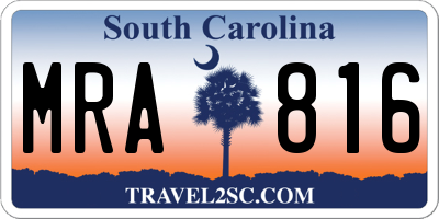 SC license plate MRA816