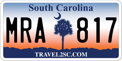 SC license plate MRA817